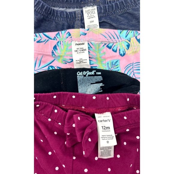 Baby Girl's Leggings - 4 Pair in Blue Denim, Pink, Burgundy, & Black - Size 12 M - Picture 10 of 10